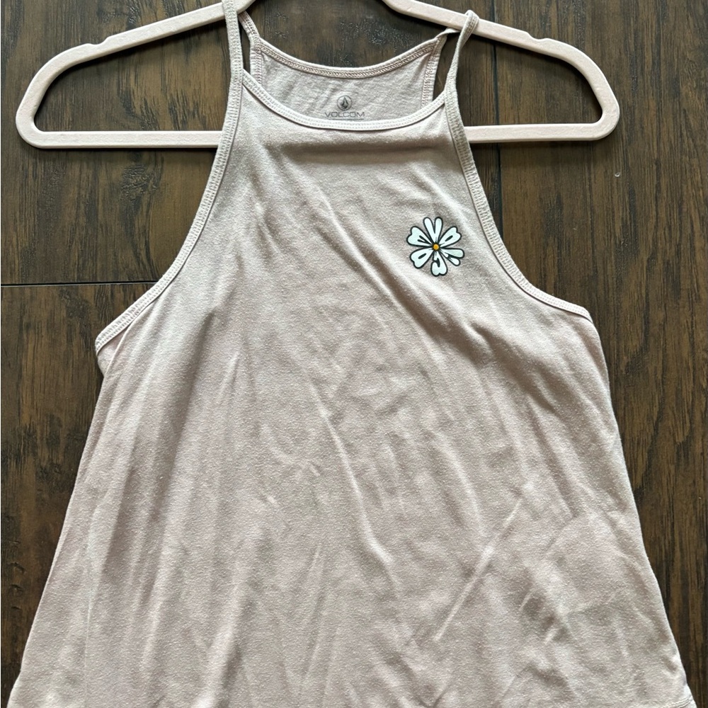 Volcom Beige Tank Top with Floral Accent